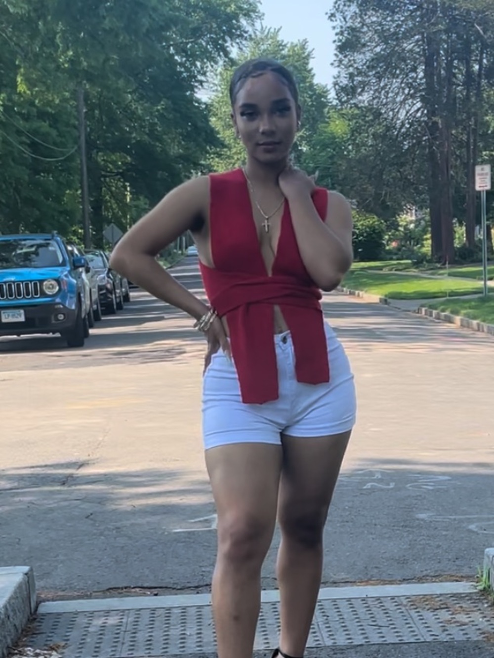 Tie-Front Red Wrap Tank Top - Women